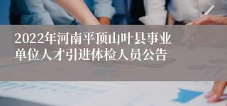 2022年河南平顶山叶县事业单位人才引进体检人员公告