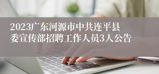 2023广东河源市中共连平县委宣传部招聘工作人员3人公告