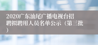 2020广东汕尾广播电视台招聘拟聘用人员名单公示（第三批）