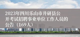 2023年四川乐山市井研县公开考试招聘事业单位工作人员的公告（169人）