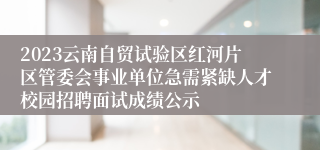 2023云南自贸试验区红河片区管委会事业单位急需紧缺人才校园招聘面试成绩公示