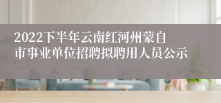 2022下半年云南红河州蒙自市事业单位招聘拟聘用人员公示