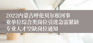 2022内蒙古呼伦贝尔根河事业单位综合类岗位引进急需紧缺专业人才空缺岗位通知