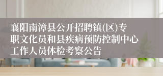 襄阳南漳县公开招聘镇(区)专职文化员和县疾病预防控制中心工作人员体检考察公告