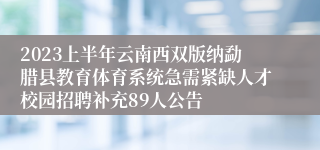 2023上半年云南西双版纳勐腊县教育体育系统急需紧缺人才校园招聘补充89人公告