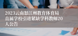 2023云南怒江州教育体育局直属学校引进紧缺学科教师20人公告