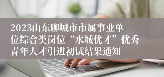 2023山东聊城市市属事业单位综合类岗位“水城优才”优秀青年人才引进初试结果通知