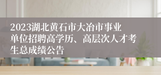 2023湖北黄石市大冶市事业单位招聘高学历、高层次人才考生总成绩公告