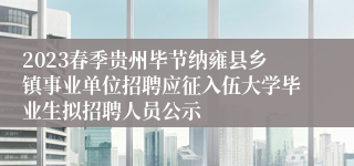 2023春季贵州毕节纳雍县乡镇事业单位招聘应征入伍大学毕业生拟招聘人员公示