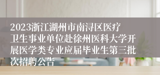 2023浙江湖州市南浔区医疗卫生事业单位赴徐州医科大学开展医学类专业应届毕业生第三批次招聘公告