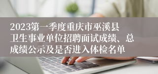 2023第一季度重庆市巫溪县卫生事业单位招聘面试成绩、总成绩公示及是否进入体检名单