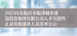 2023山东临沂市临沭城乡建设投资集团有限公司人才引进终止录用和递补人员名单公示