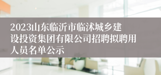 2023山东临沂市临沭城乡建设投资集团有限公司招聘拟聘用人员名单公示