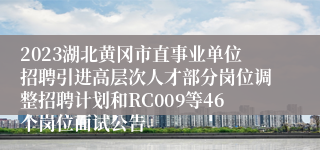 2023湖北黄冈市直事业单位招聘引进高层次人才部分岗位调整招聘计划和RC009等46个岗位面试公告