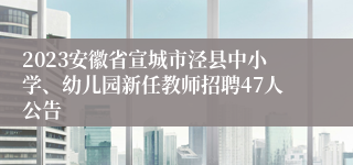 2023安徽省宣城市泾县中小学、幼儿园新任教师招聘47人公告