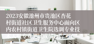 2023安徽池州市贵池区杏花村街道社区卫生服务中心面向区内农村镇街道卫生院选调专业技术人员专业测试成绩公告