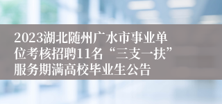 2023湖北随州广水市事业单位考核招聘11名“三支一扶”服务期满高校毕业生公告
