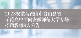 2023安徽马鞍山市含山县省示范高中面向安徽师范大学专场招聘教师8人公告