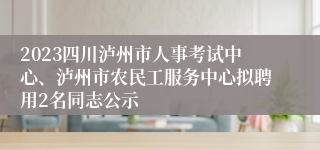 2023四川泸州市人事考试中心、泸州市农民工服务中心拟聘用2名同志公示