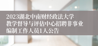 2023湖北中南财经政法大学教学督导与评估中心招聘非事业编制工作人员1人公告