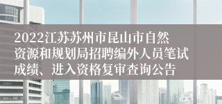 2022江苏苏州市昆山市自然资源和规划局招聘编外人员笔试成绩、进入资格复审查询公告