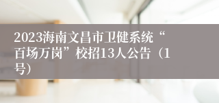 2023海南文昌市卫健系统“百场万岗”校招13人公告（1号）