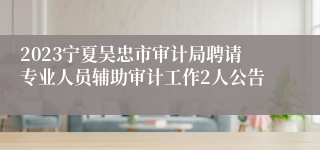 2023宁夏吴忠市审计局聘请专业人员辅助审计工作2人公告