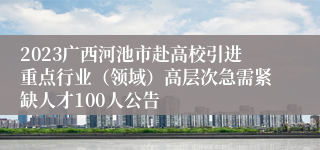 2023广西河池市赴高校引进重点行业（领域）高层次急需紧缺人才100人公告