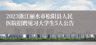 2023浙江丽水市松阳县人民医院招聘见习大学生5人公告
