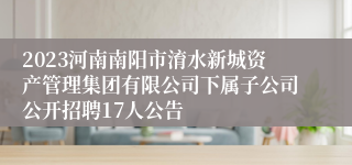 2023河南南阳市淯水新城资产管理集团有限公司下属子公司公开招聘17人公告