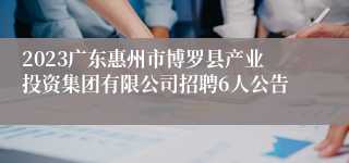 2023广东惠州市博罗县产业投资集团有限公司招聘6人公告
