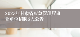 2023年甘肃省应急管理厅事业单位招聘6人公告