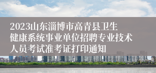 2023山东淄博市高青县卫生健康系统事业单位招聘专业技术人员考试准考证打印通知