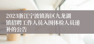 2023浙江宁波镇海区九龙湖镇招聘工作人员入围体检人员递补的公告