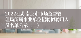 2022江苏南京市市场监督管理局所属事业单位招聘拟聘用人员名单公示（一）