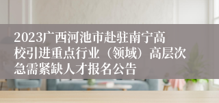 2023广西河池市赴驻南宁高校引进重点行业（领域）高层次急需紧缺人才报名公告