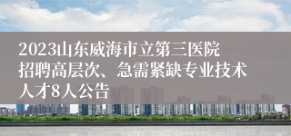2023山东威海市立第三医院招聘高层次、急需紧缺专业技术人才8人公告