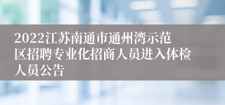 2022江苏南通市通州湾示范区招聘专业化招商人员进入体检人员公告