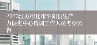 2023江苏宿迁市泗阳县生产力促进中心选调工作人员考察公告