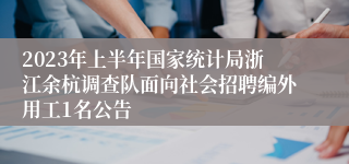 2023年上半年国家统计局浙江余杭调查队面向社会招聘编外用工1名公告