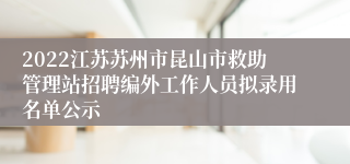 2022江苏苏州市昆山市救助管理站招聘编外工作人员拟录用名单公示