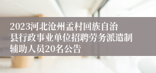 2023河北沧州孟村回族自治县行政事业单位招聘劳务派遣制辅助人员20名公告