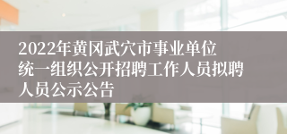 2022年黄冈武穴市事业单位统一组织公开招聘工作人员拟聘人员公示公告