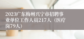 2023广东梅州兴宁市招聘事业单位工作人员217人（医疗岗79人）