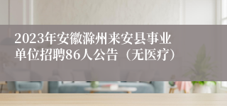 2023年安徽滁州来安县事业单位招聘86人公告（无医疗）