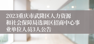 2023重庆市武隆区人力资源和社会保障局选调区招商中心事业单位人员3人公告