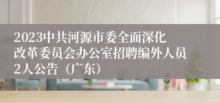 2023中共河源市委全面深化改革委员会办公室招聘编外人员2人公告（广东）