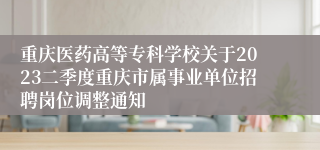 重庆医药高等专科学校关于2023二季度重庆市属事业单位招聘岗位调整通知