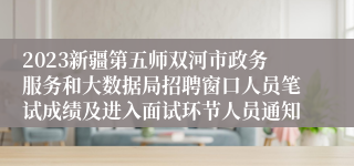 2023新疆第五师双河市政务服务和大数据局招聘窗口人员笔试成绩及进入面试环节人员通知
