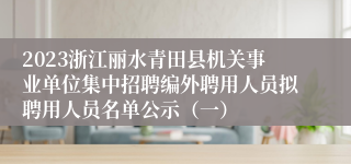 2023浙江丽水青田县机关事业单位集中招聘编外聘用人员拟聘用人员名单公示（一）
